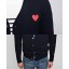 Trendy Dark Blue Knitting Cardigan with Red Heart-Shaped Badge (8-1018-Y08)