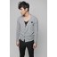 Trendy Grey Knitting Cardigan with Black Heart-Shaped Badge (8-1018-Y07)