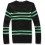 Delicately Designed Black Round-Neck Knitwear with green Stripes (9-1403-YJ224)