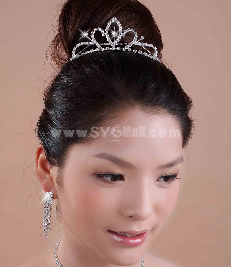 Shiny Crown Pattern Alloy Rhinestone Bridal Tiara 07
