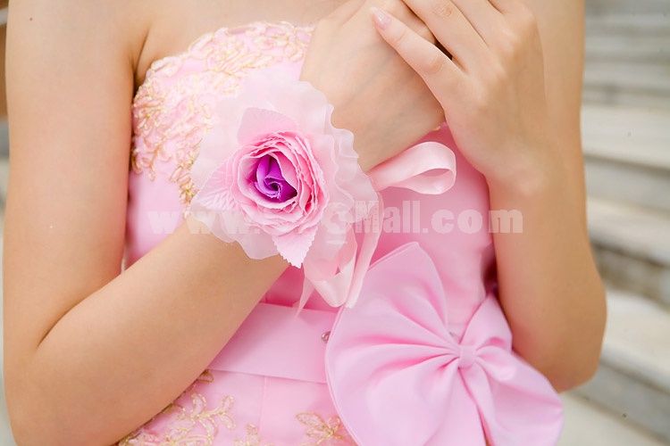Pink Gorgeous Tulle/ Polyester Wedding Bridal Flower/ Corsage/ Headpiece 08