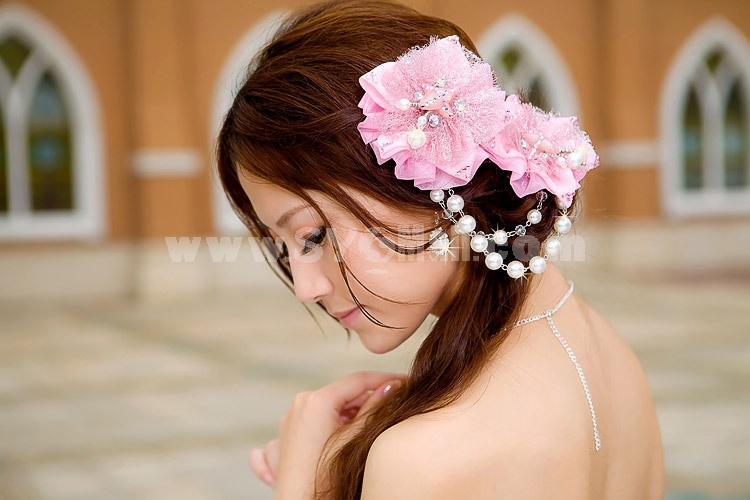 Pink Gorgeous Tulle/ Polyester Wedding Bridal Flower/ Headpiece 20