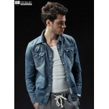 Wholesale - FBBOY Retro Style Slim Solid Denim Shirt Long Sleeves Denim Jacket Blouse
