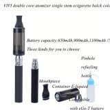 Wholesale - Ego Vivi Double Core Bring In The Bottom Clearomizer 650Mah Single Stem Elctronic Cigarette Tobacco Flvaor Black Col