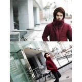 Wholesale - Fashionable Extra-Thick Wine Cotton-Padded Coat (1704-CY174)