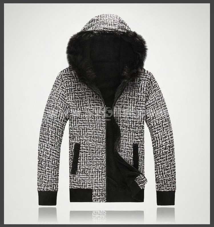 Men's Coat Fashion Hooded Extra Thick Cotton Padded with Inside and Outside Facets
 (1704-CY142)