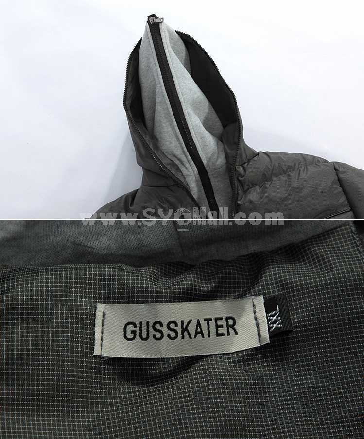 Gusskater Men's Coat Hooded Two piece Extra Thick Cotton Padded Fashion (1616-Y228)