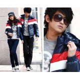 Wholesale - Men's Coat Extra Thick Hooded Cotton Padded Stripes Pattern (1015-W127)