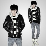 Wholesale - Men's Coat Hooded Glossy Cotton Padded Short Type (1301-MY04)