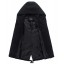 Men's Coat 100% Cotton Medium Length Hooded Double-Breasted Black (501B-B136)
