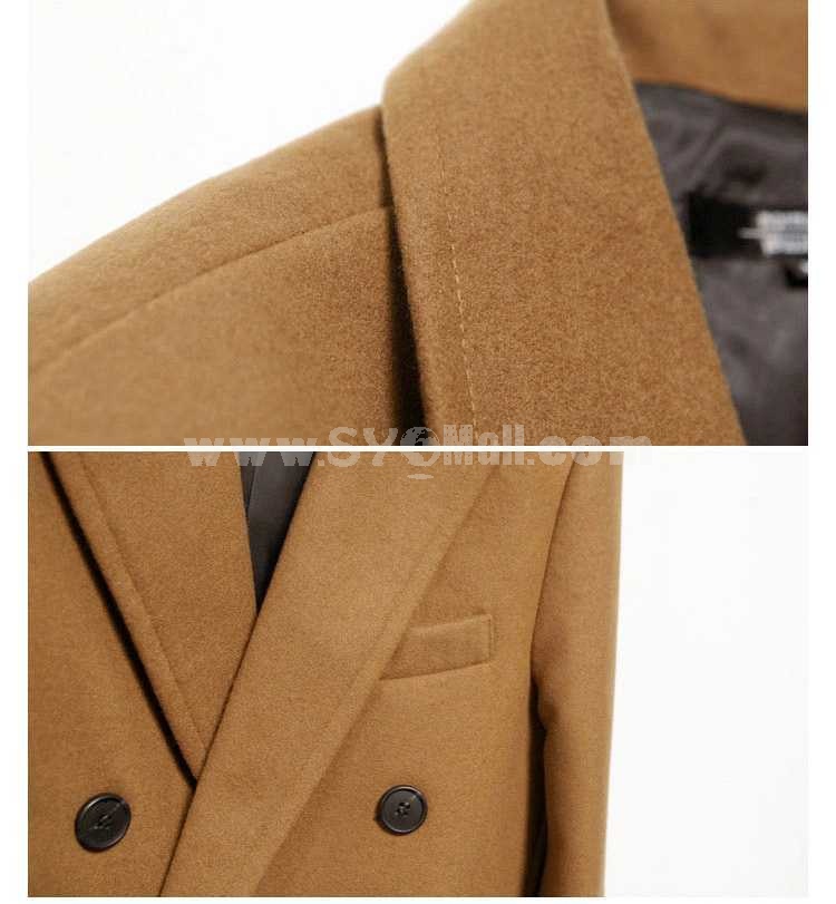 Men's Coat Fur Collar Pure Color Medium Length Fashion (258-F05)