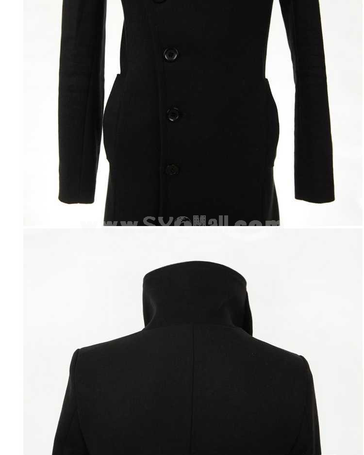 Men's Coat Wide Lapel Pure Color Medium Length Fashion (1015-W151)