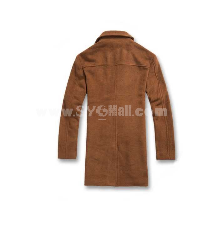 Men's Coat Double-Breasted Lapel Pure Color Slim Wool (1106-A02)