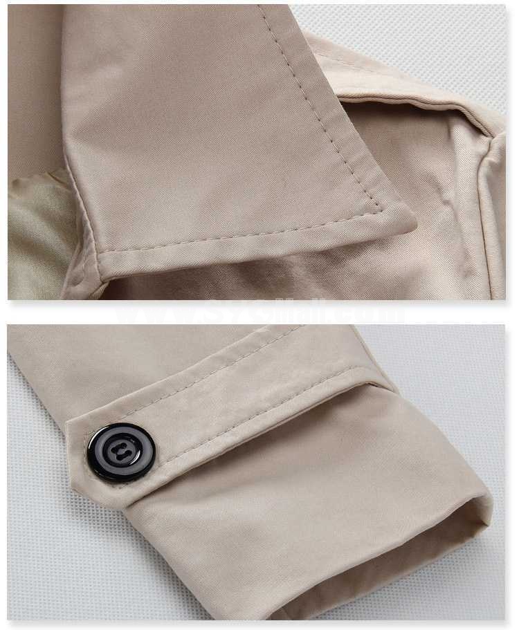 Men's Coat Hidden Placket Medium Length Lapel Pure Color (10-1616-Y170)