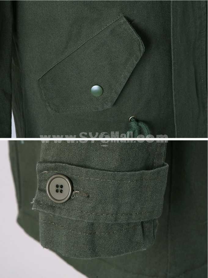 Men's Coat Stand Collar Medium Length Pure Color（9-1414-JK02）