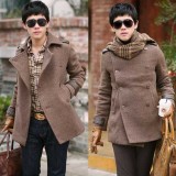 Wholesale - Men's Coat Double-Breasted Wide Lapel Wool Leisure Brown (8-1018-H24)