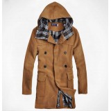 Wholesale - Men's Coat Double-Breasted Hooded Wool (8-1018-H25)