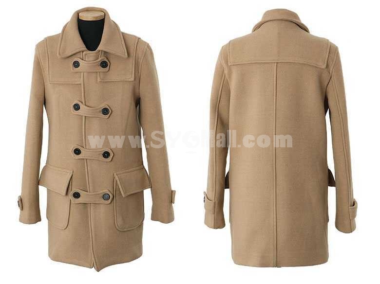 Men's Coat Double-Breasted Medium Length Free Draping Slim Fashion (1-303-H4)