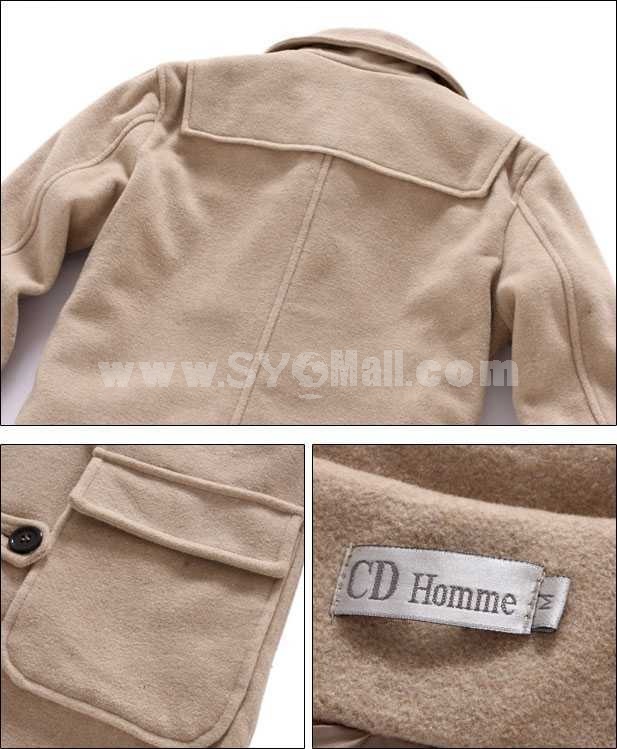 Men's Coat Double-Breasted Medium Length Free Draping Slim Fashion (1-303-H4)