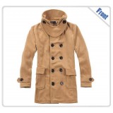 Wholesale - Men's Coat Wide Lapel Double-Breasted Medium Length Pure Color (12-1014-M8)