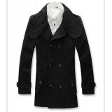 Wholesale - Men's Coat Narrow Lapel Medium Length Double-Breasted Slim Wool (11-302-D18)