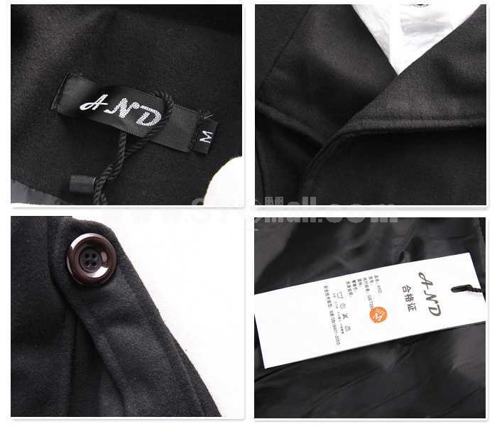 Men's Coat Stand Collar Double-Breasted High Quality Wool Fashion (11-1107-Y03)