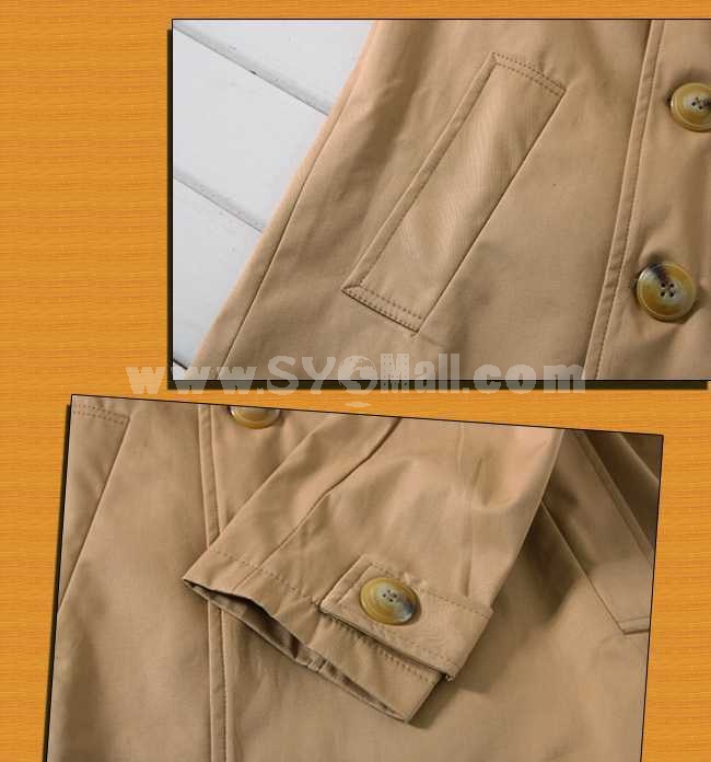 Men's Coat 100% Cotton Double-Breasted Wide Lapel Slim (9-1616-Y49)