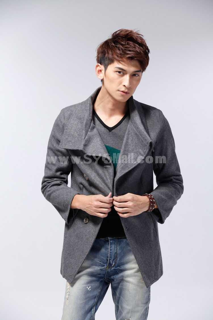 Men's Coat  Double-Breasted Wide Lapel High Quality Non-Ironing Wool (11-302-D28)