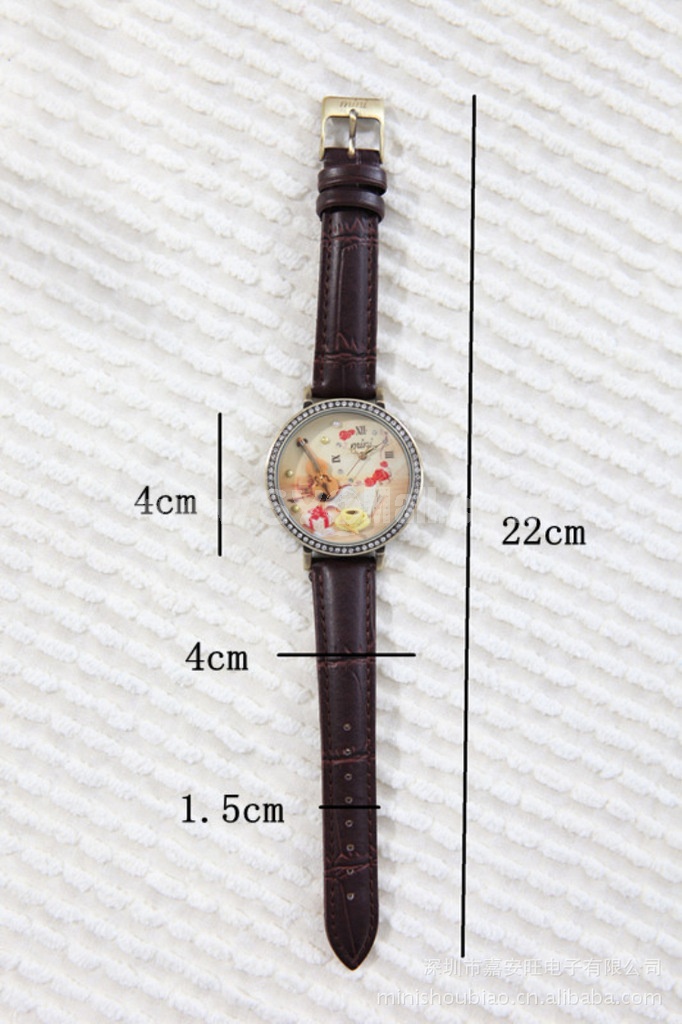 MINI Clay Quartze Round Dial Waterproof Watch Rhinestone Cartoon Creative PVC Band Watch mn1051
