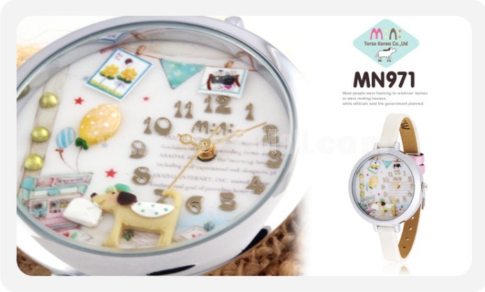 MINI Quartze Round Dial Waterproof Watch Cartoon Creative PVC Band Watch mn971