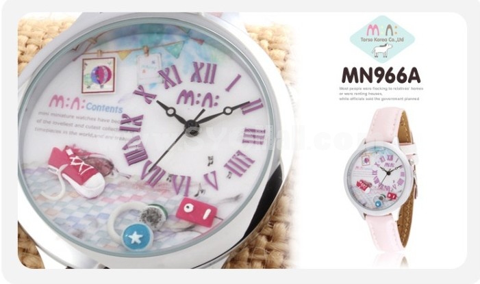 MINI Quartze Round Dial Waterproof Watch Cartoon Creative PVC Band Watch mn966A