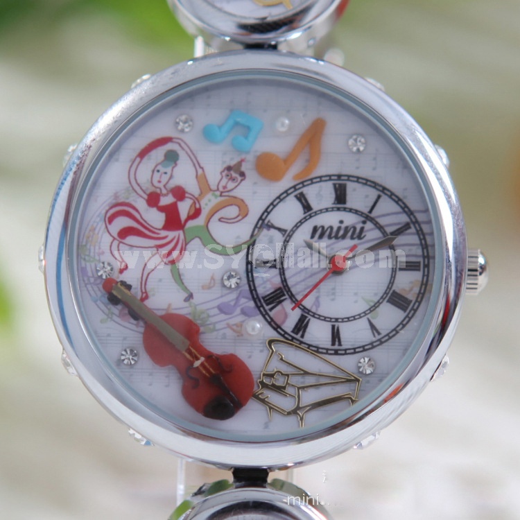 MINI Quartze Round Dial Waterproof Watch Cartoon Creative PVC Band Watch mn930