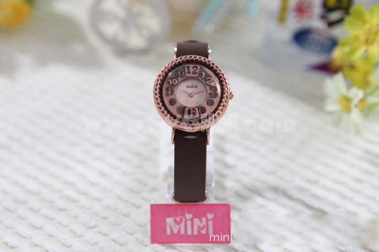 MINI Quartze Round Dial Waterproof Watch Cartoon Creative PVC Band Watch mn949C