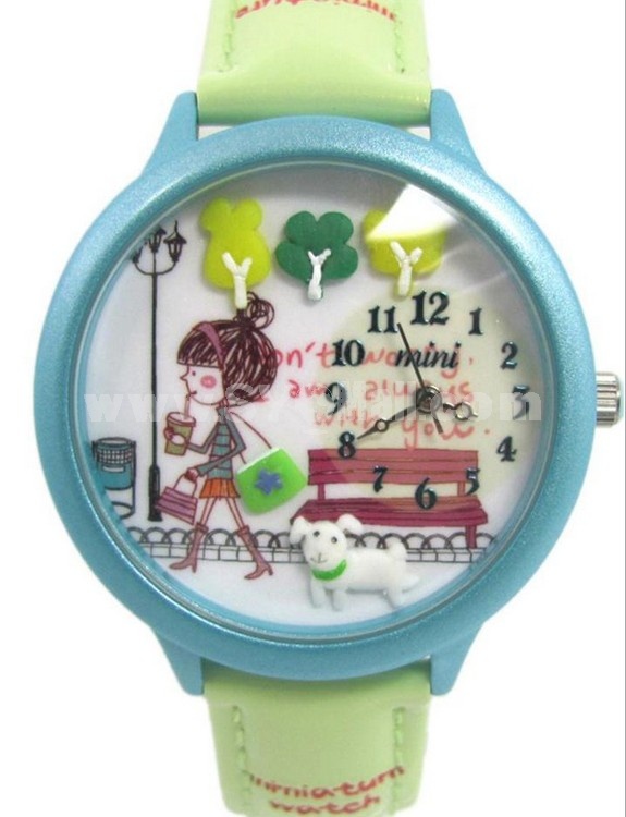 MINI Quartze Round Dial Waterproof Watch Cartoon Creative PVC Band Watch mna104