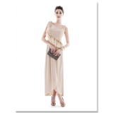 Wholesale - Round Neck Sleeveless Cotton Soild Color Falbala Party Dress