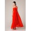 Sleeveless Chiffon Off-the-shoulder Flora Decor Soild Color Party Dress