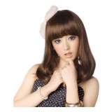 Wholesale - Women's Wig Medium Length Half Curly Rinka Style Fluffy BobHaircut (WA-59)