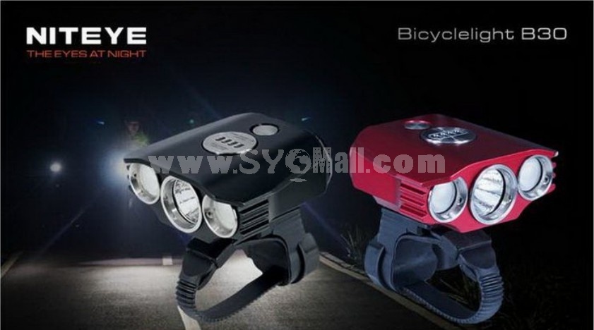 Niteye B30 Double LED Bicycle Light and Headlight Kit 3 x CREE LED 1000 Lumens (4 x 18650 Battery)