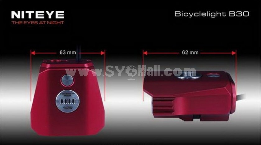 Niteye B30 Double LED Bicycle Light and Headlight Kit 3 x CREE LED 1000 Lumens (4 x 18650 Battery)