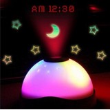 Wholesale - Cute & Novel Star Effect 3 Color Night Light with Projecting Clock and LED Lamp