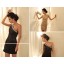 One Shoulder Slim Soild Color Satin Mini Party Dress