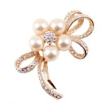 Wholesale - Crystal Pearl Ribbon Style Brooch with SWAROVSKI Elements (9324)