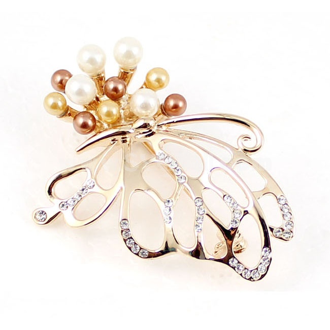 Crystal Pearl Butterfly Style Brooch with SWAROVSKI Elements (9320)