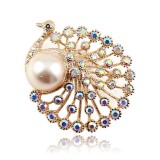 Wholesale - Crystal Pearl Peacock Style Brooch with SWAROVSKI Elements (9321)