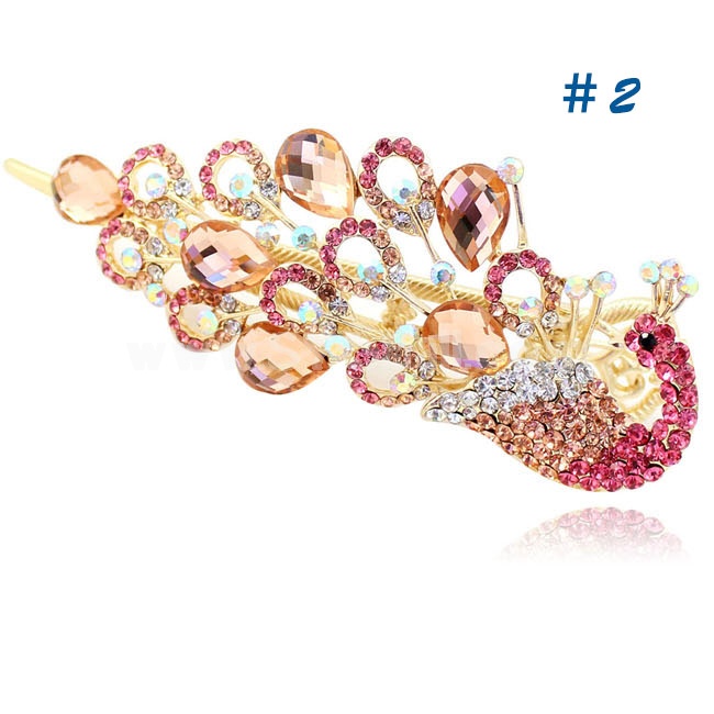 Crystal Peacock Style Hairclip with SWAROVSKI Elements (9463)