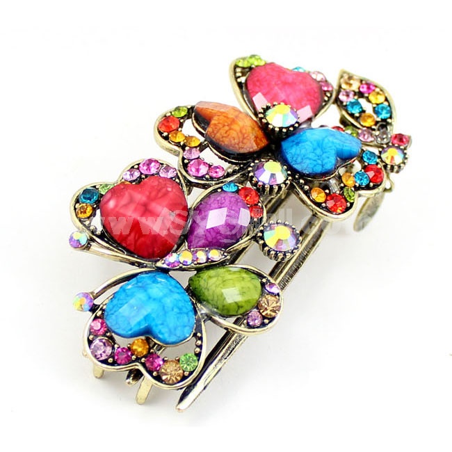 Crystal Big Gems/Love hearts Style Hairclip with SWAROVSKI Elements (8908)