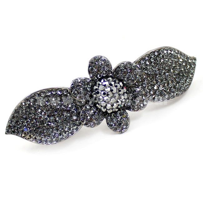 Crystal Black Gold Flower Style Hairclip with SWAROVSKI Elements (8630-30)