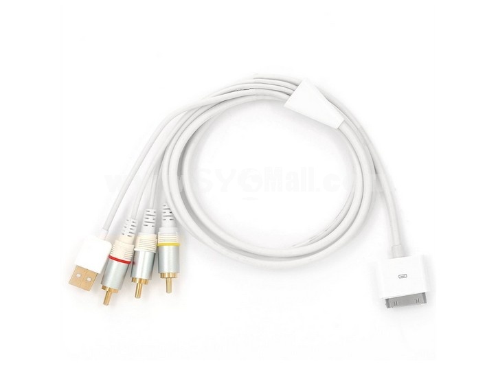 AV TV RCA Video USB Cable For Apple Iphone 4 3GS 3G Ipad IPod Touch Nano