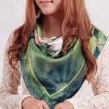 Wholesale - Plants Pattern Pure Mulberry Silk Printing Square Women's Kerchief Scarf