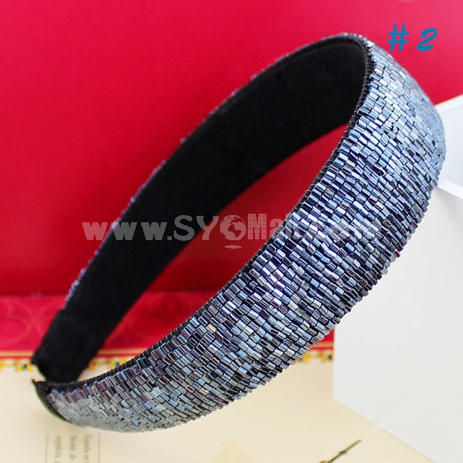 Broad Manual Beaded Hairband with SWAROVSKI Elements